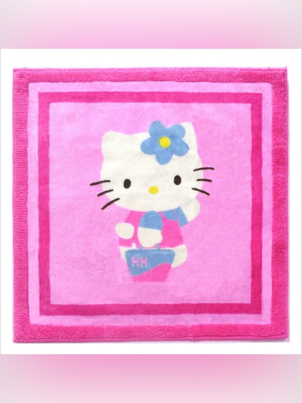 Hello Kitty Bright Pink Plush Rug with Blue Accent